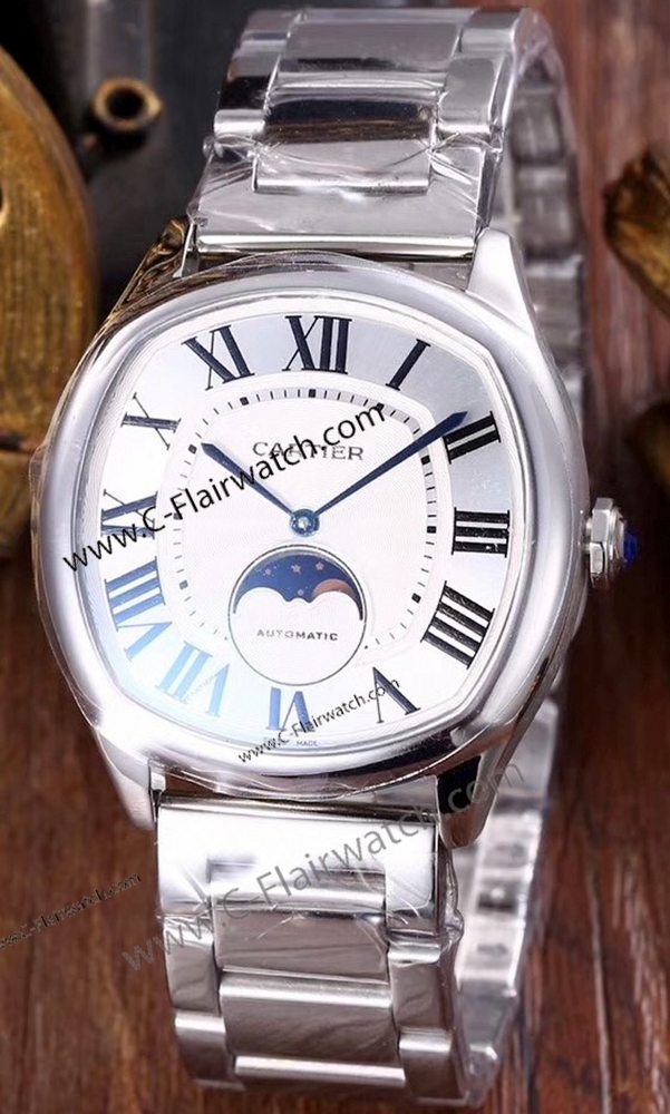 Best Replica Drive De Cartier Watch Stainless Steel Roman Dial